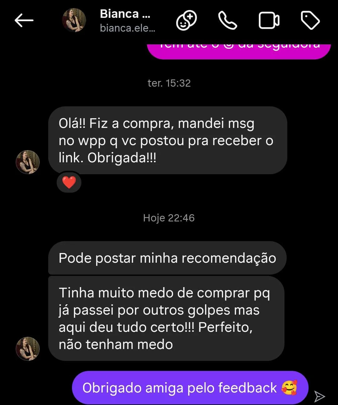 Depoimento de Bianca